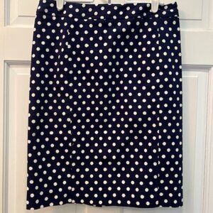 PIXLEY June Navy Polka Dot Straight Pencil Skirt